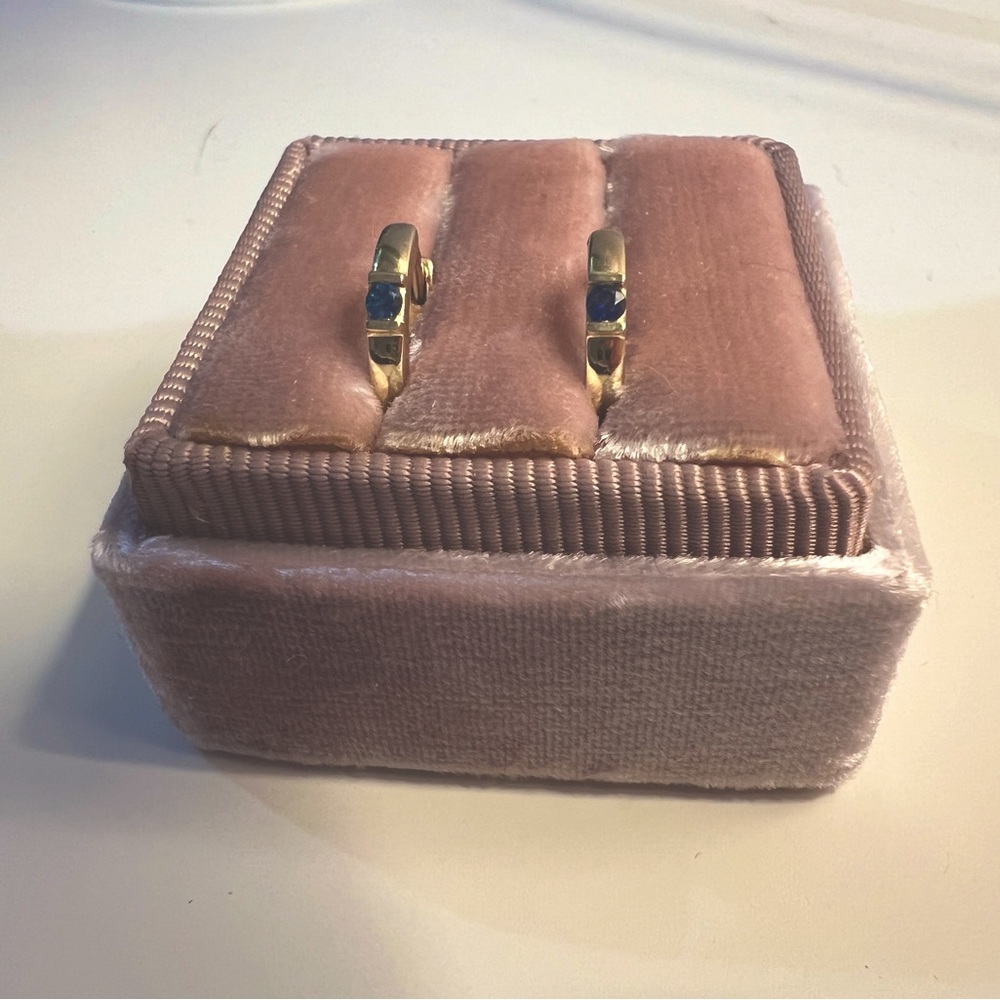 14k gold & sapphire mini huggie earrings